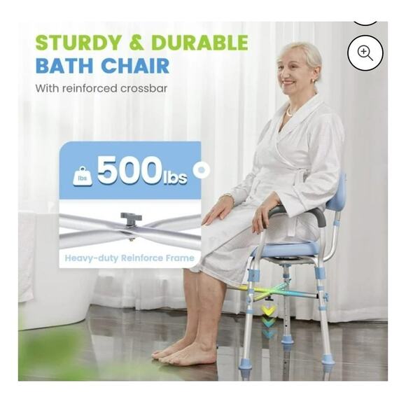 #6781 Oasis Space Heavy Duty Shower Chair w/ back, arms  and padded seat. - Picture 2 of 4